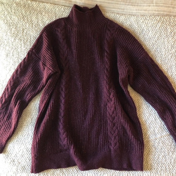 Abercrombie Burgundy Mock Neck Sweater - Picture 2 of 7